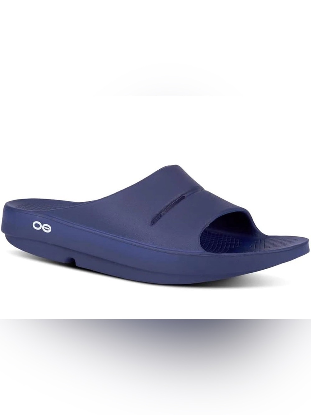 OOFOS Navy Blue Recovery Slide, Women's-8, Men's-6